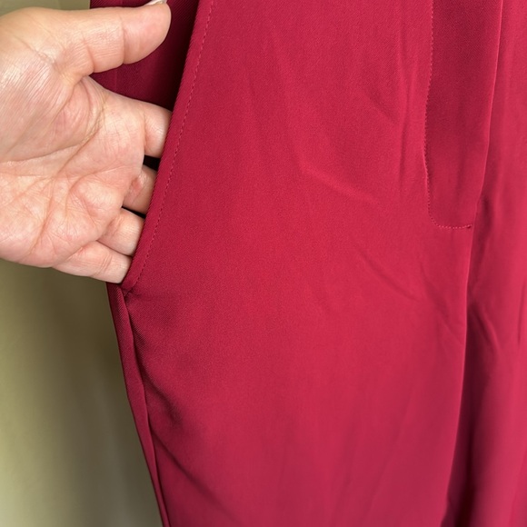 NWT WAYF sz XS scarlet red feather trim pants - Picture 7 of 12